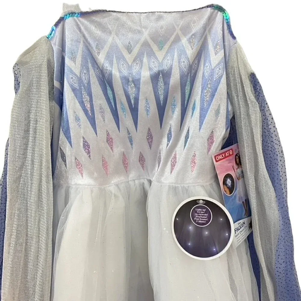Disguise Disney Frozen Elsa Deluxe Light Up Halloween Costume Dress Headpiece